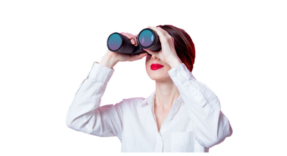 Lady using a binoculars